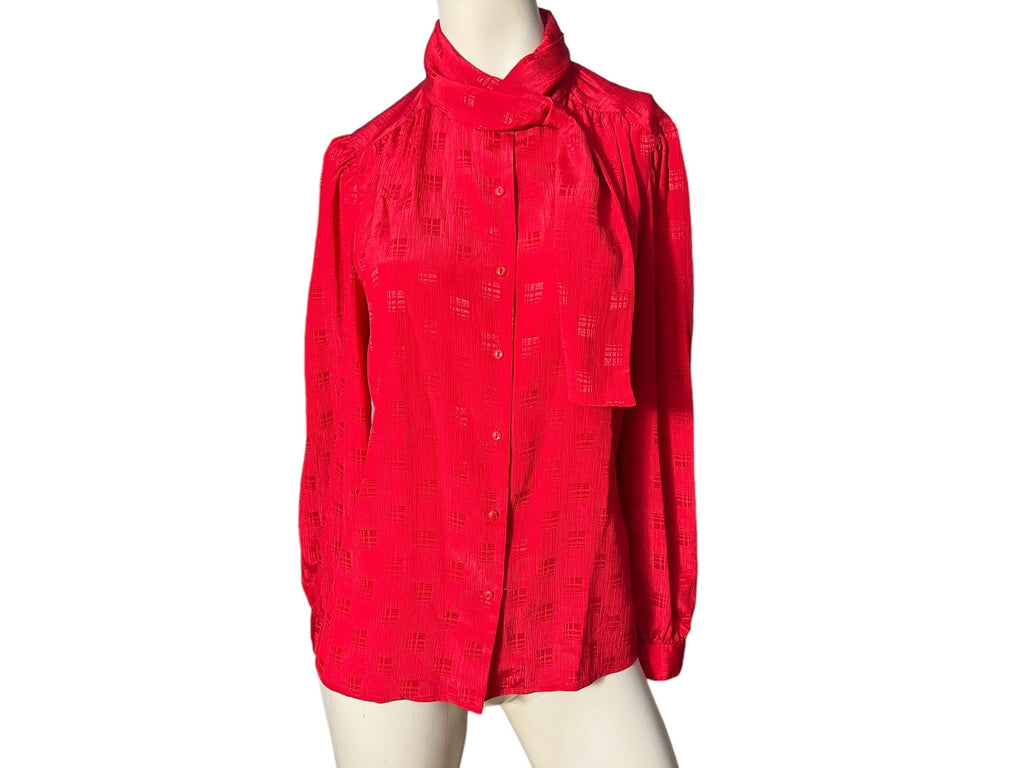 Vintage 80's red high neck blouse 10 M