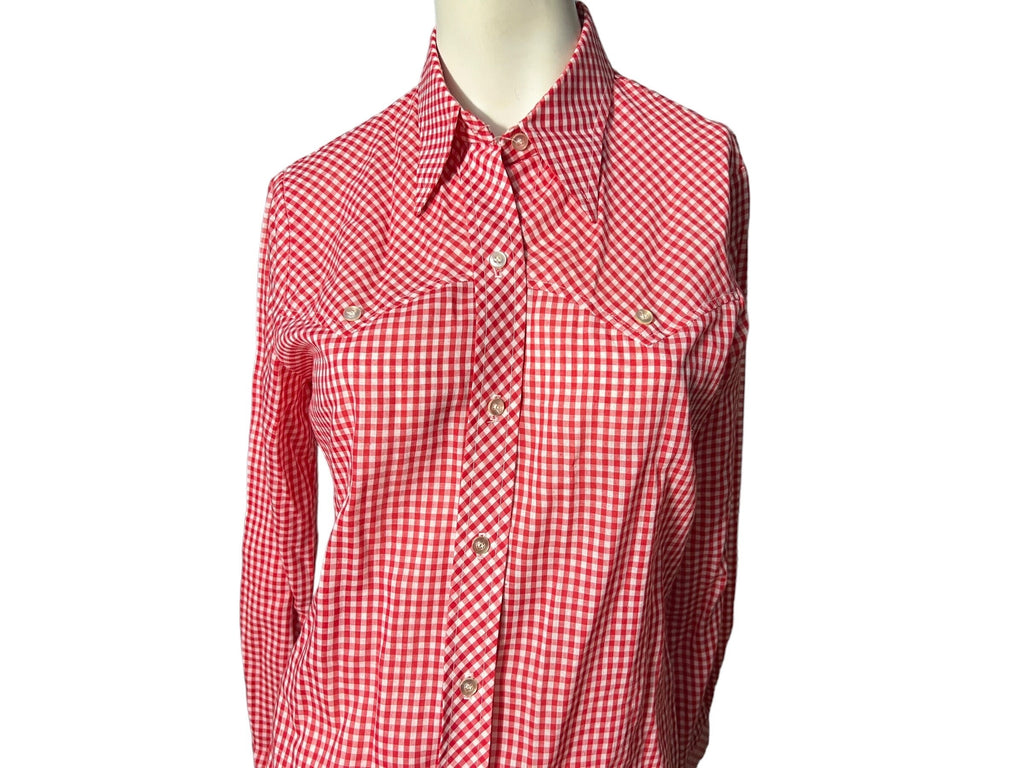 Vintage red & white western shirt S