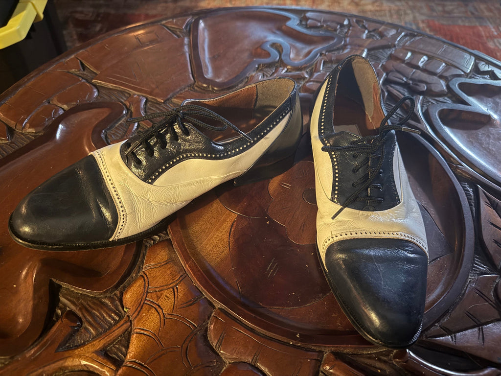 Vintage Men's black & cream oxfords 7 Carlo Morandi