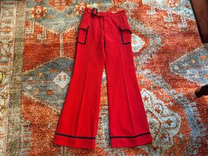 Vintage 70's red & black tuxedo pants 30 x 32