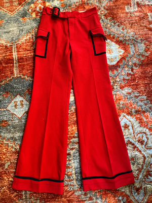 Vintage 70's red & black tuxedo pants 30 x 32