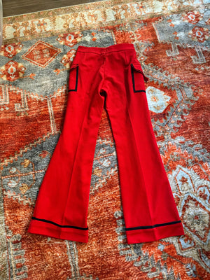 Vintage 70's red & black tuxedo pants 30 x 32