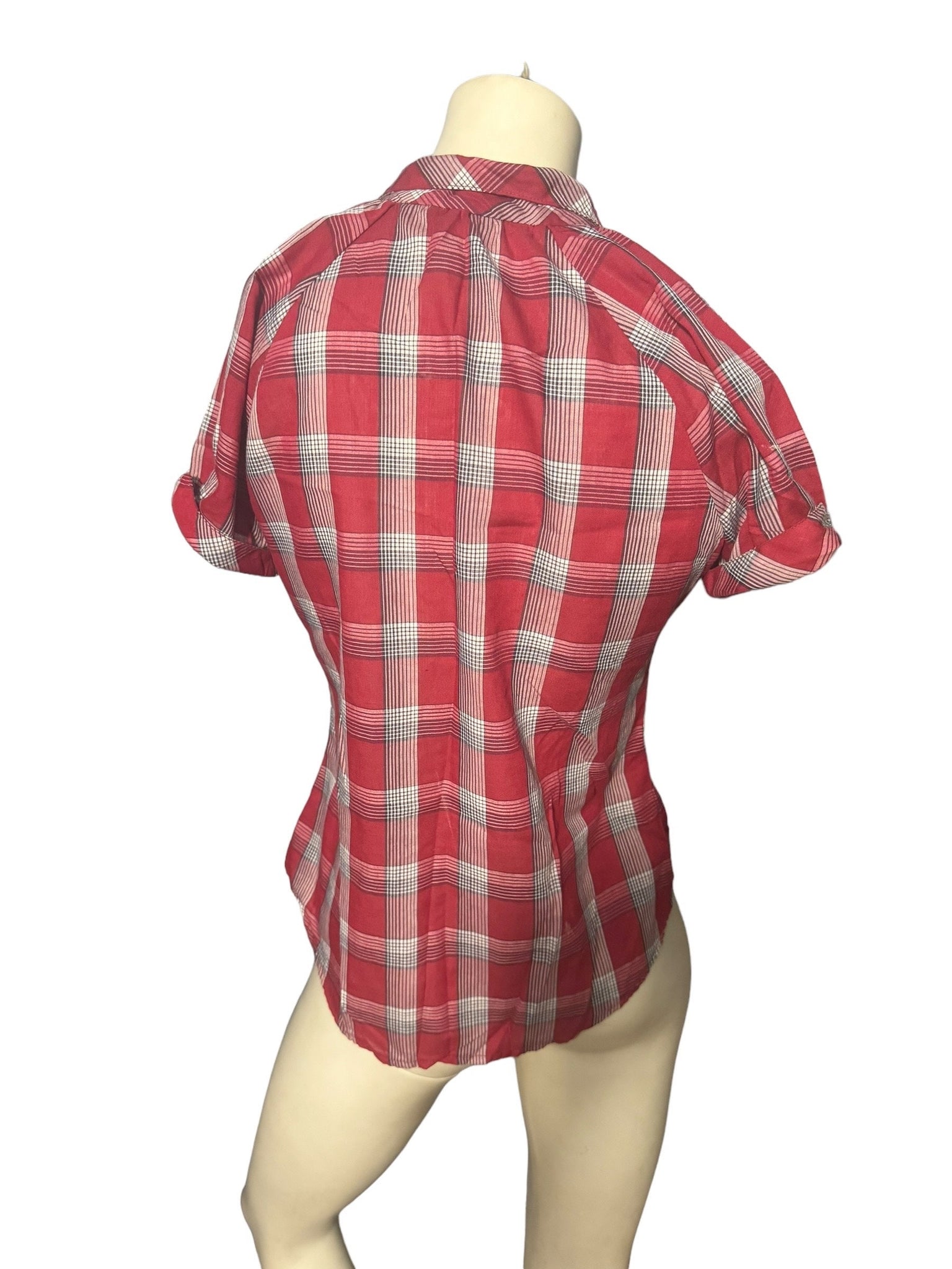 Vintage 70's plaid blouse M Tom Boy