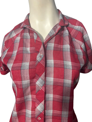 Vintage 70's plaid blouse M Tom Boy