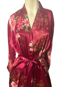 Vintage 80’s robe pink floral S California Dynasty