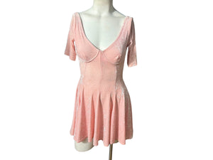 vintage 80's pink velour mini dress S