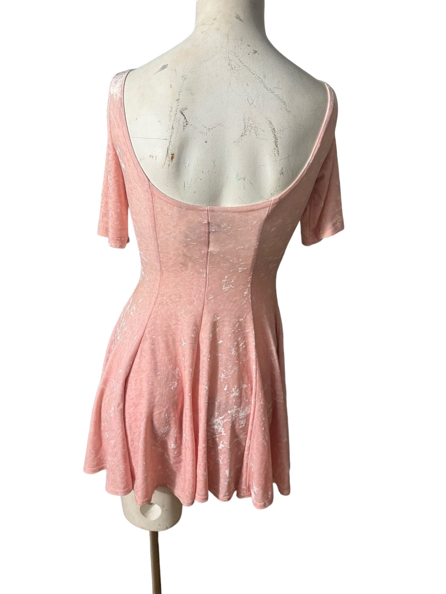 vintage 80's pink velour mini dress S