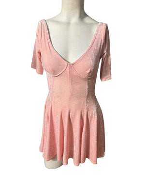 vintage 80's pink velour mini dress S