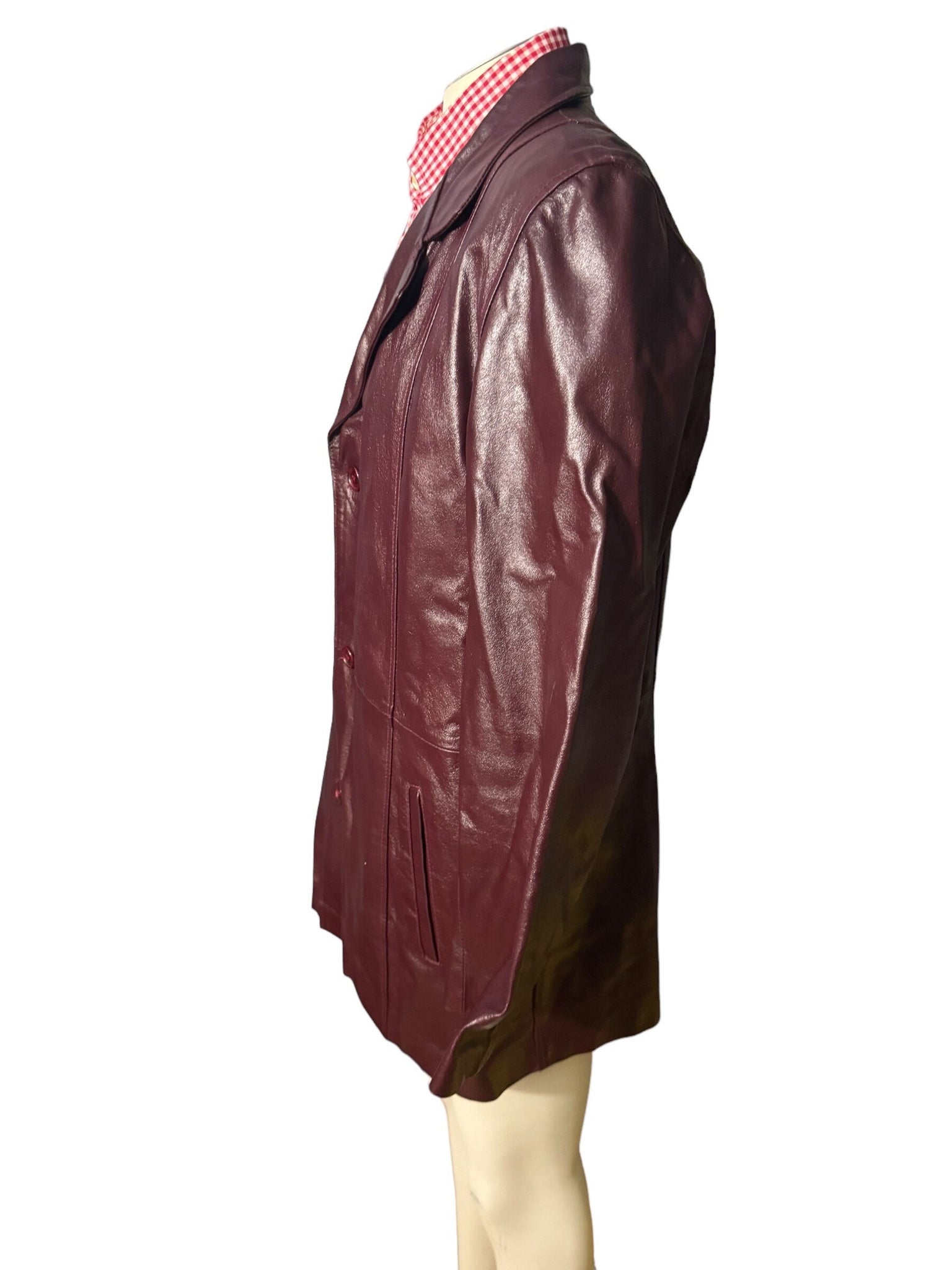 Vintage 70's maroon leather jacket L