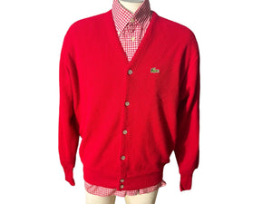 Vintage men's red Izod cardigan sweater L