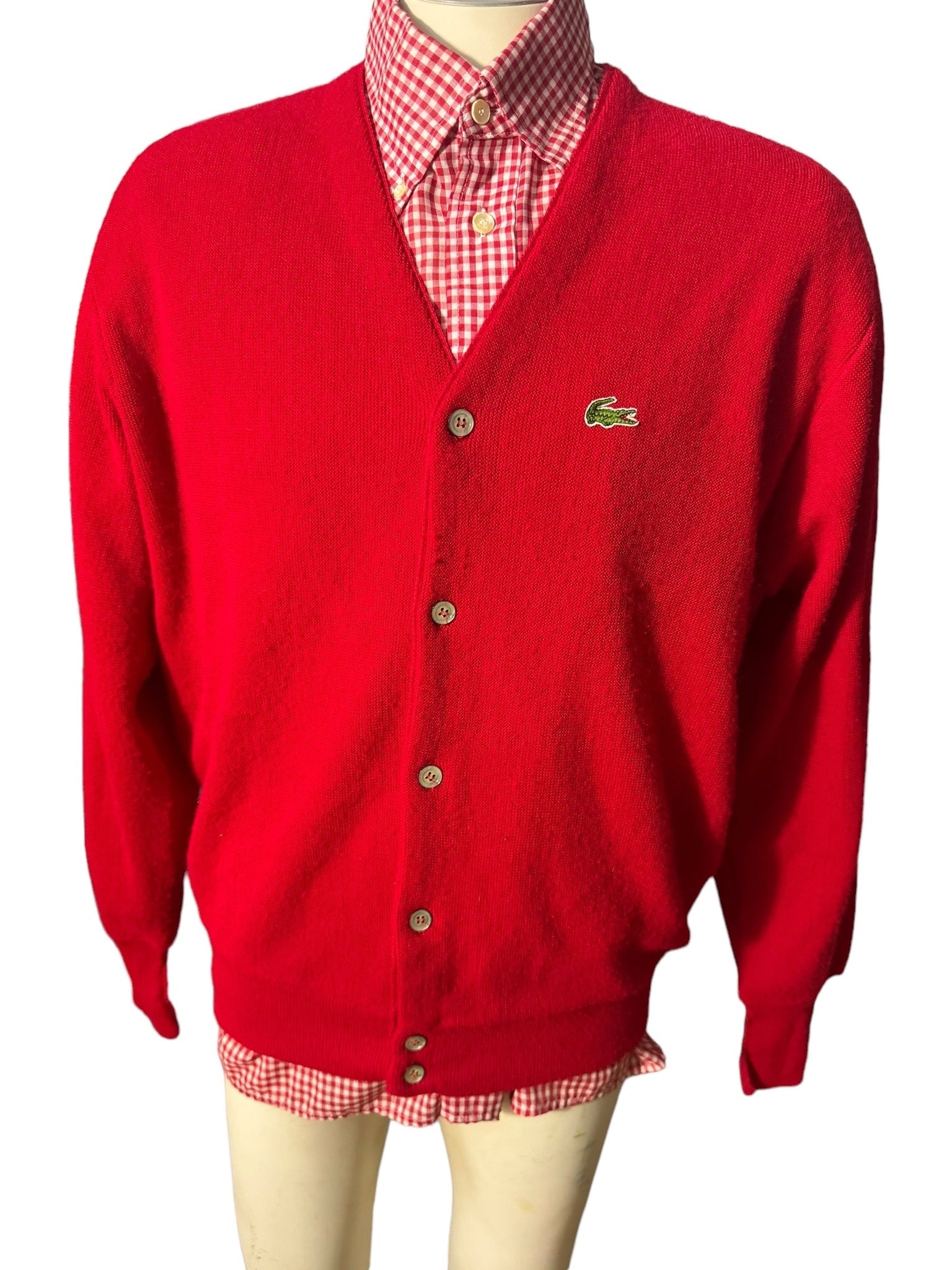 Vintage men's red Izod cardigan sweater L