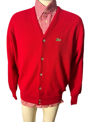 Vintage men's red Izod cardigan sweater L