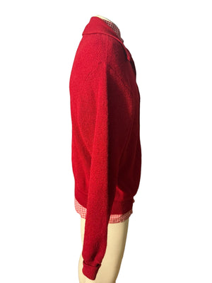 Vintage men's red wool cardigan sweater XL