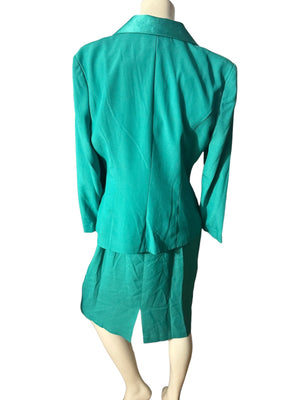 Vintage 80's green dress & jacket L