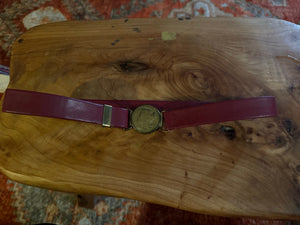 Vintage coin belt red leather small