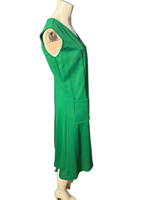 Vintage 70's green volup polyester dress L