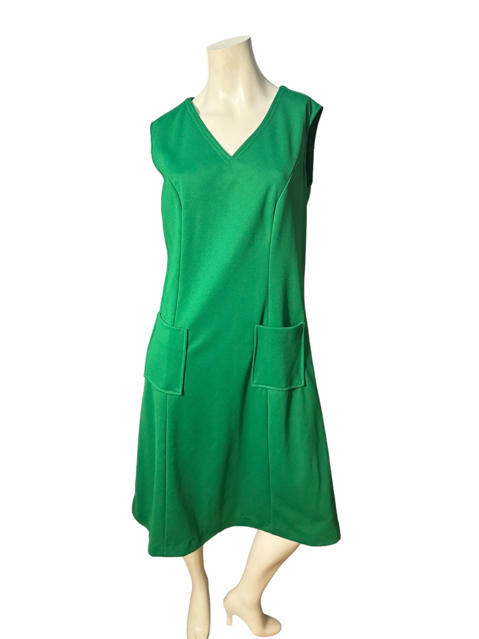 Vintage 70's green volup polyester dress L