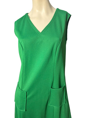 Vintage 70's green volup polyester dress L