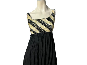 Vintage 60's black & white sequin long dress M