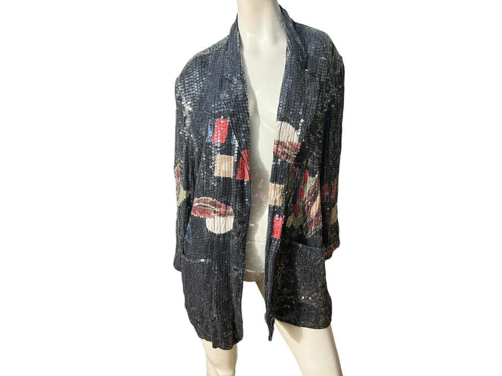 Vintage black sequin jacket L XL JA Resorts