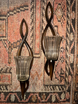 Vintage MCM candle wall sconces