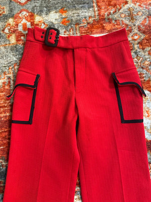 Vintage 70's red & black tuxedo pants 30 x 32