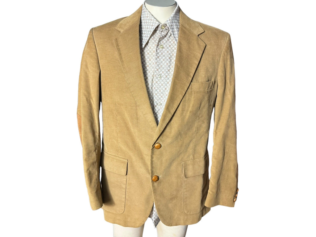 Vintage 70's men's tan corduroy suit jacket 41 R