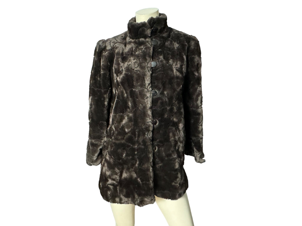 Vintage brown faux fur coat 7/8