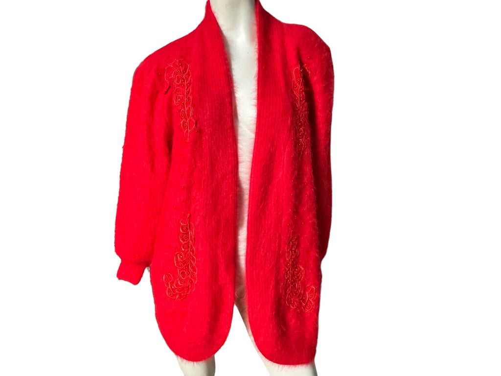 Vintage red 80's Rabbit angora sweater L