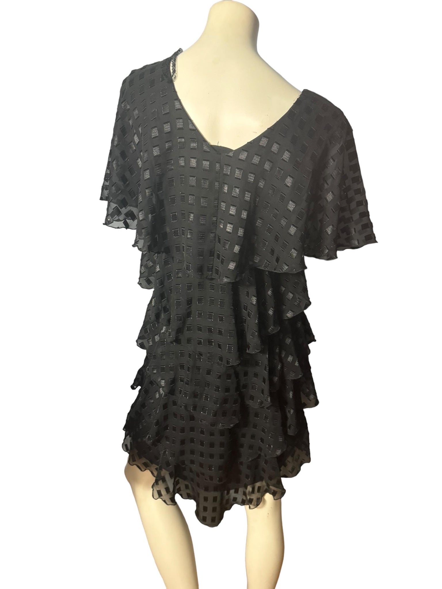 Vintage 80's black ruffle dress 10 M Patra