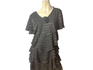 Vintage 80's black ruffle dress 10 M Patra