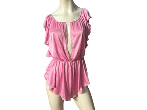 Vintage pink 80's Flair teddy lingerie M