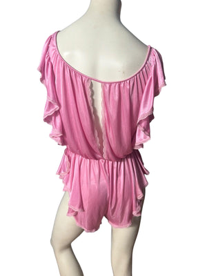 Vintage pink 80's Flair teddy lingerie M