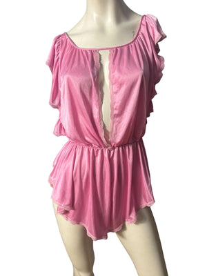 Vintage pink 80's Flair teddy lingerie M