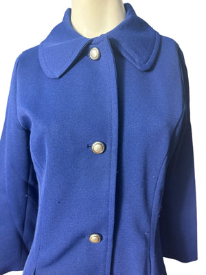 Vintage blue 70's long coat M