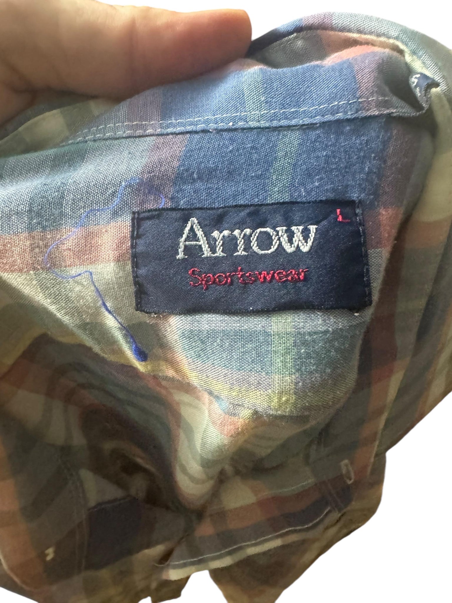 Vintage plaid men's button up shirt L Arrow