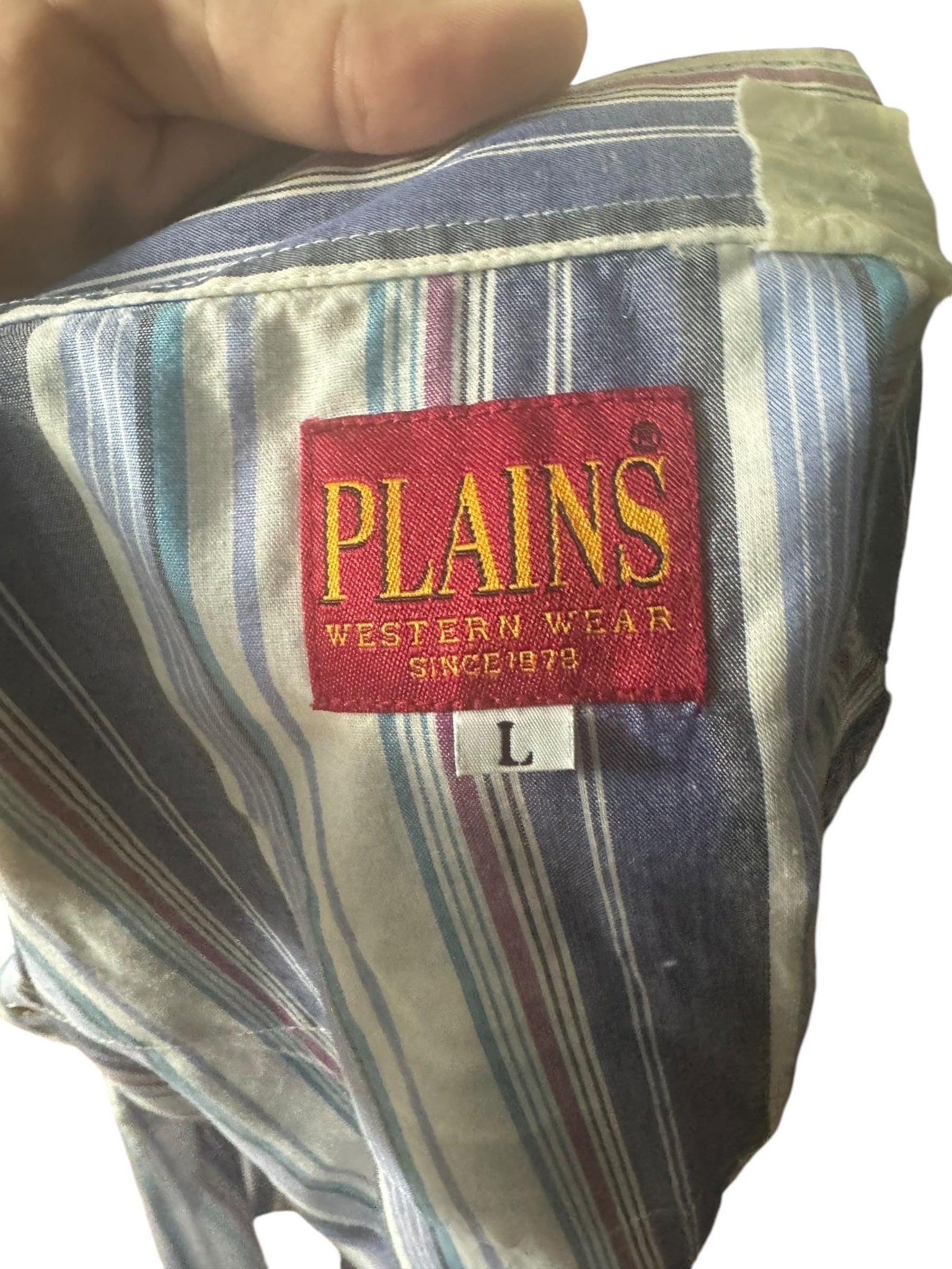 Vintage men's striped western shirt L Plains