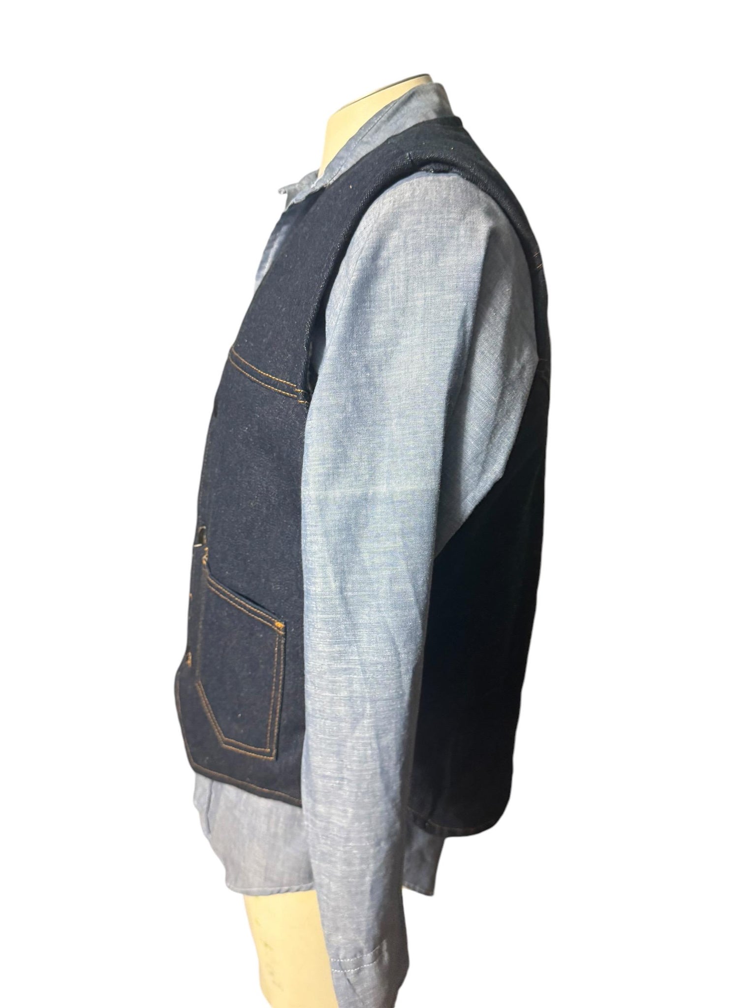 Vintage 70's jean western vest XL