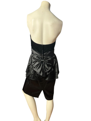 Vintage 80's black peplum party dress S M Robert