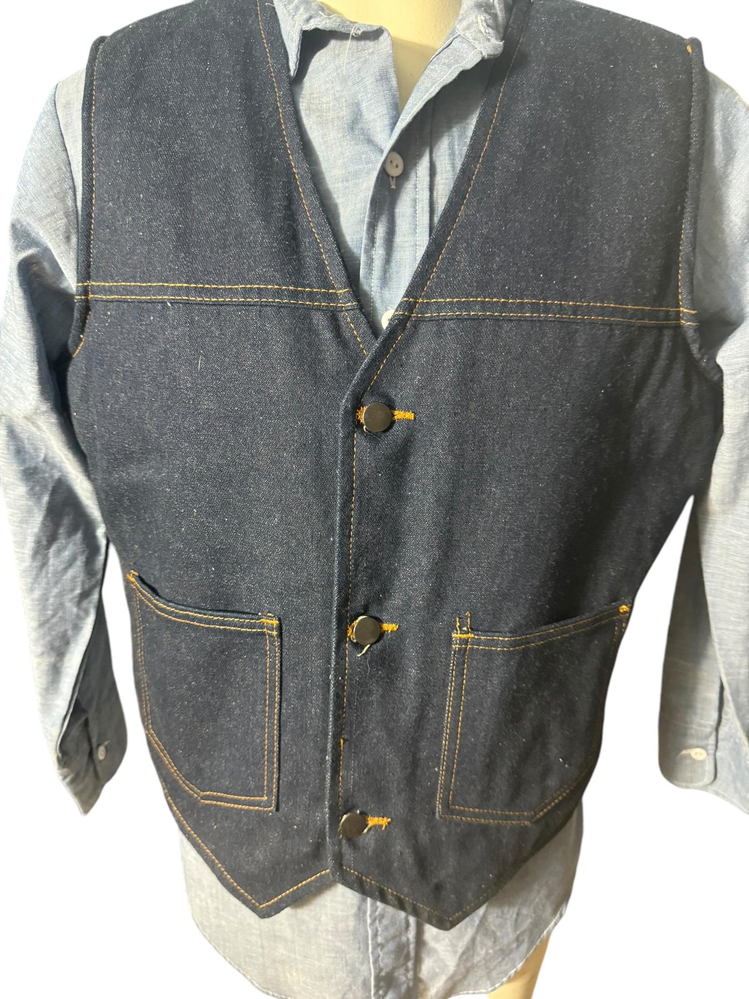 Vintage 70's jean western vest XL