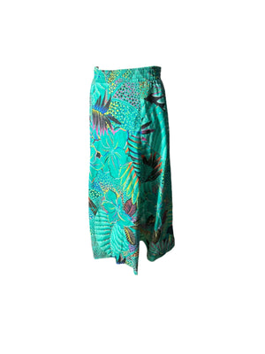 Vintage 80's green tropical skirt L