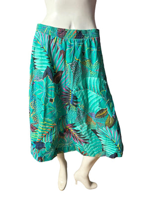 Vintage 80's green tropical skirt L