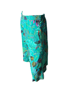 Vintage 80's green tropical skirt L