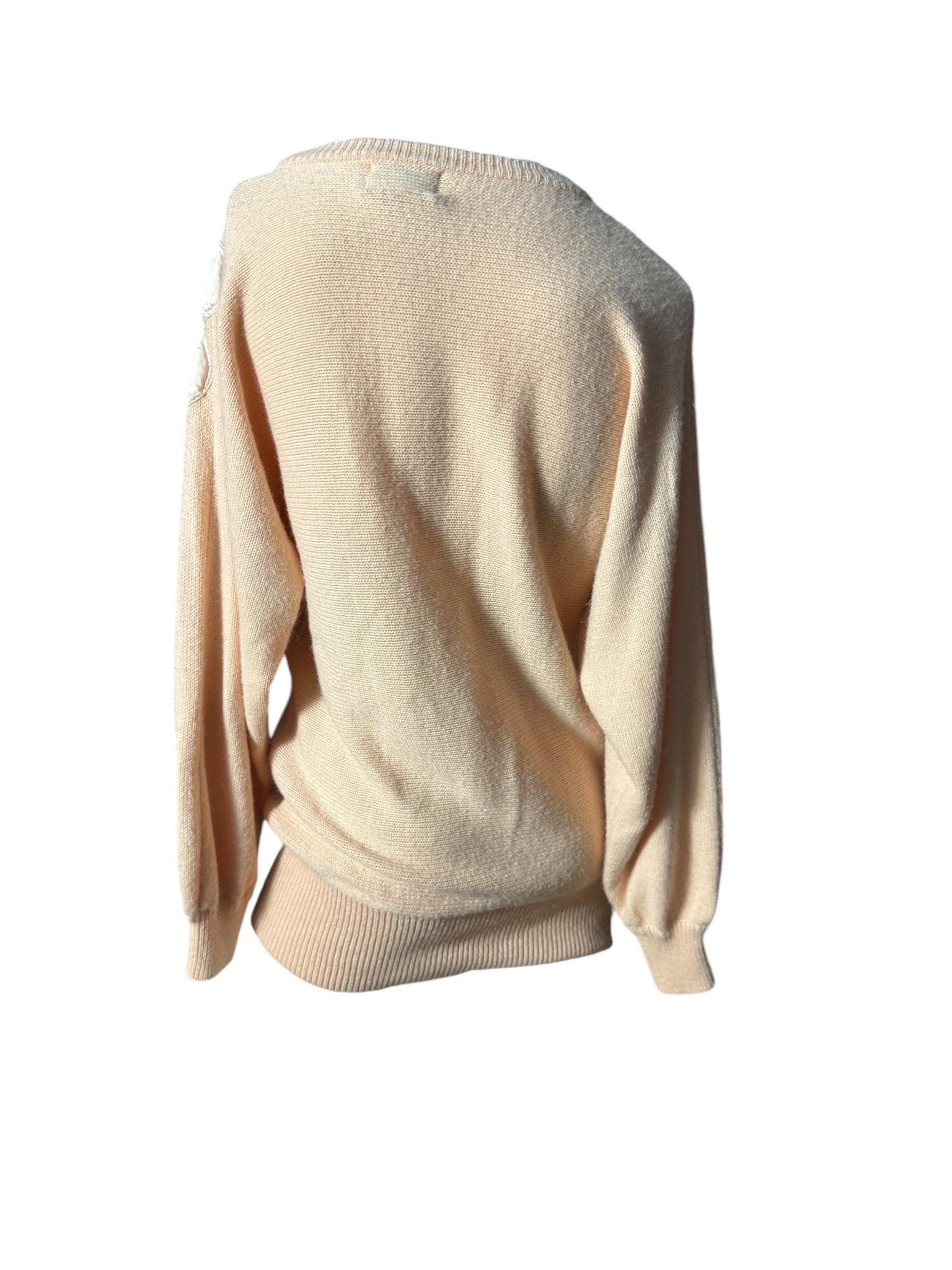 Vintage 80's peach applique sweater M Oeleon de Paris