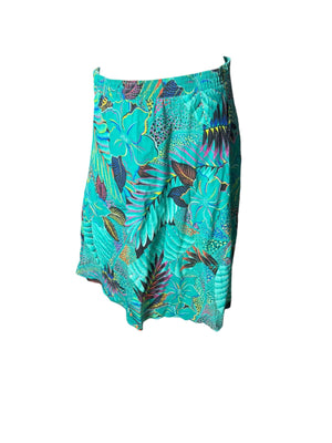 Vintage 80's green tropical skirt L