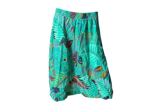 Vintage 80's green tropical skirt L