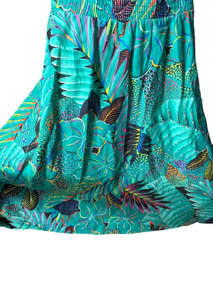 Vintage 80's green tropical skirt L