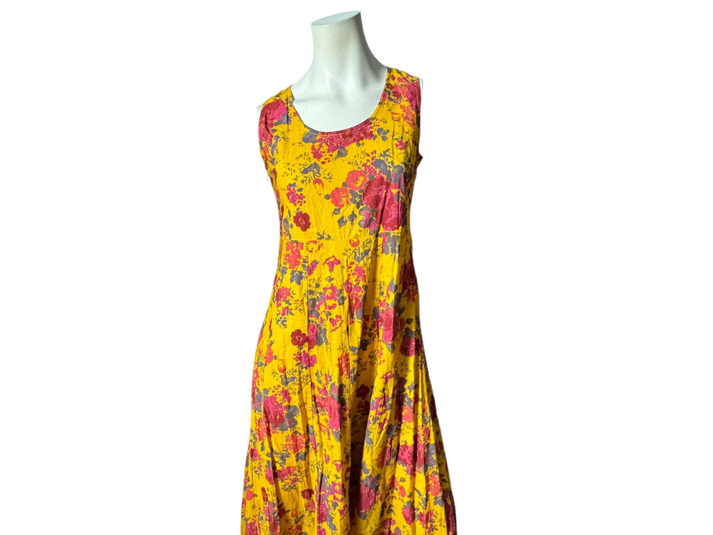 Vintage long yellow floral dress S