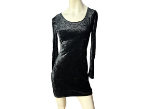 Vintage 80's black velour bodycon mini dress M