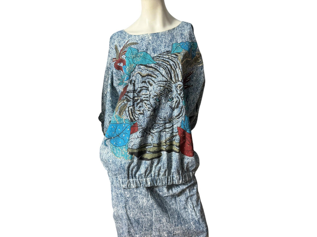 Vintage 80's Tiger skirt & top XL XXL Risa Ann